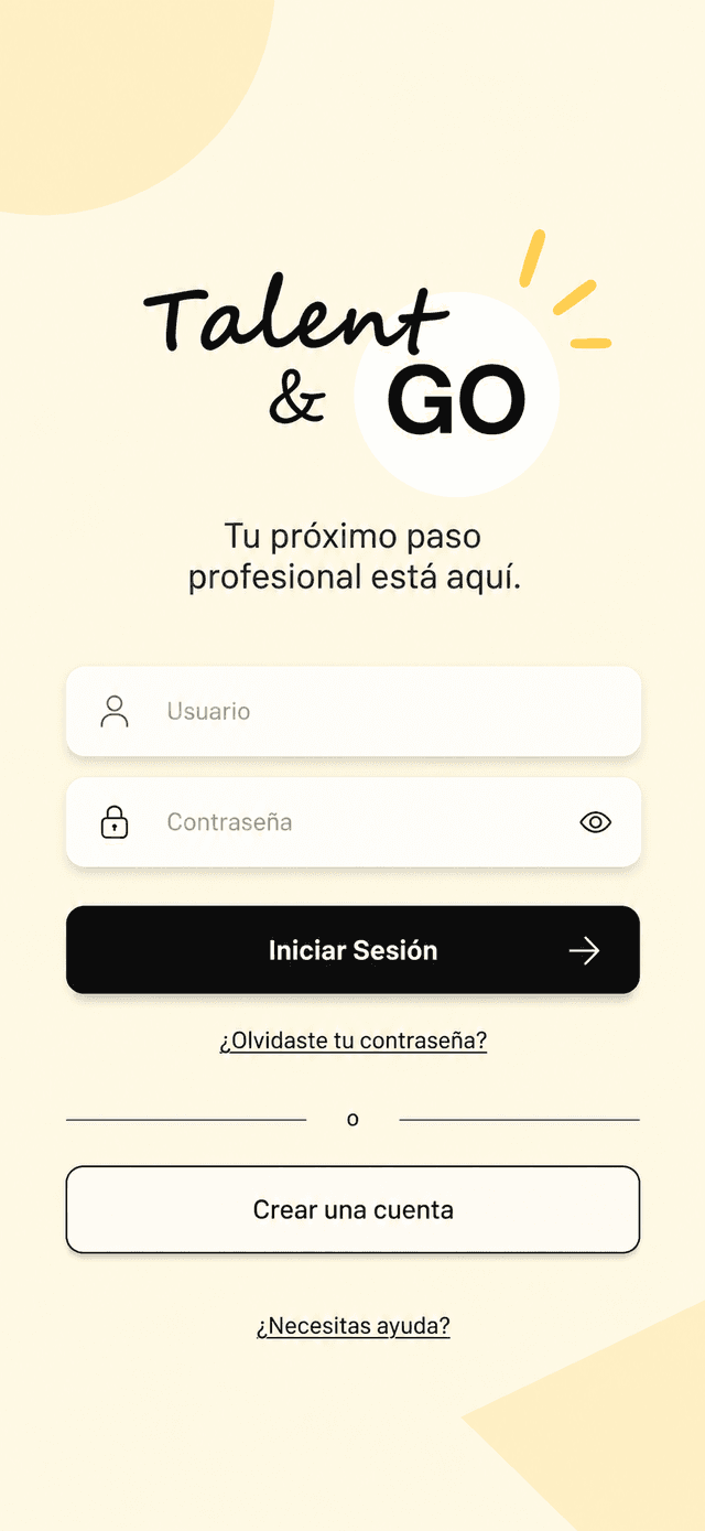 Onboarding prototype screen 1 of 6: sign in (in Spanish)