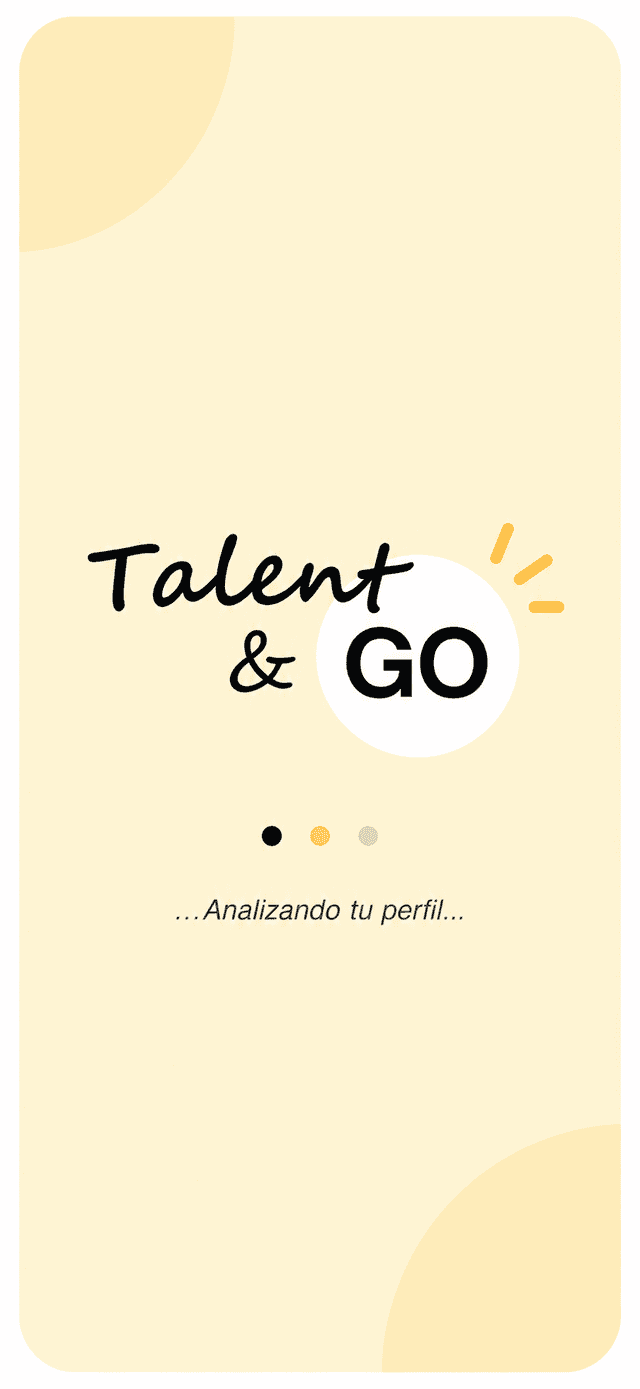 Career discovery prototype screen 2 of 6: analysing your profile (in Spanish)